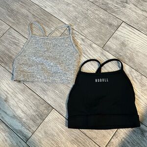NOBULL Women's Heather Gray and Black Tank Tops